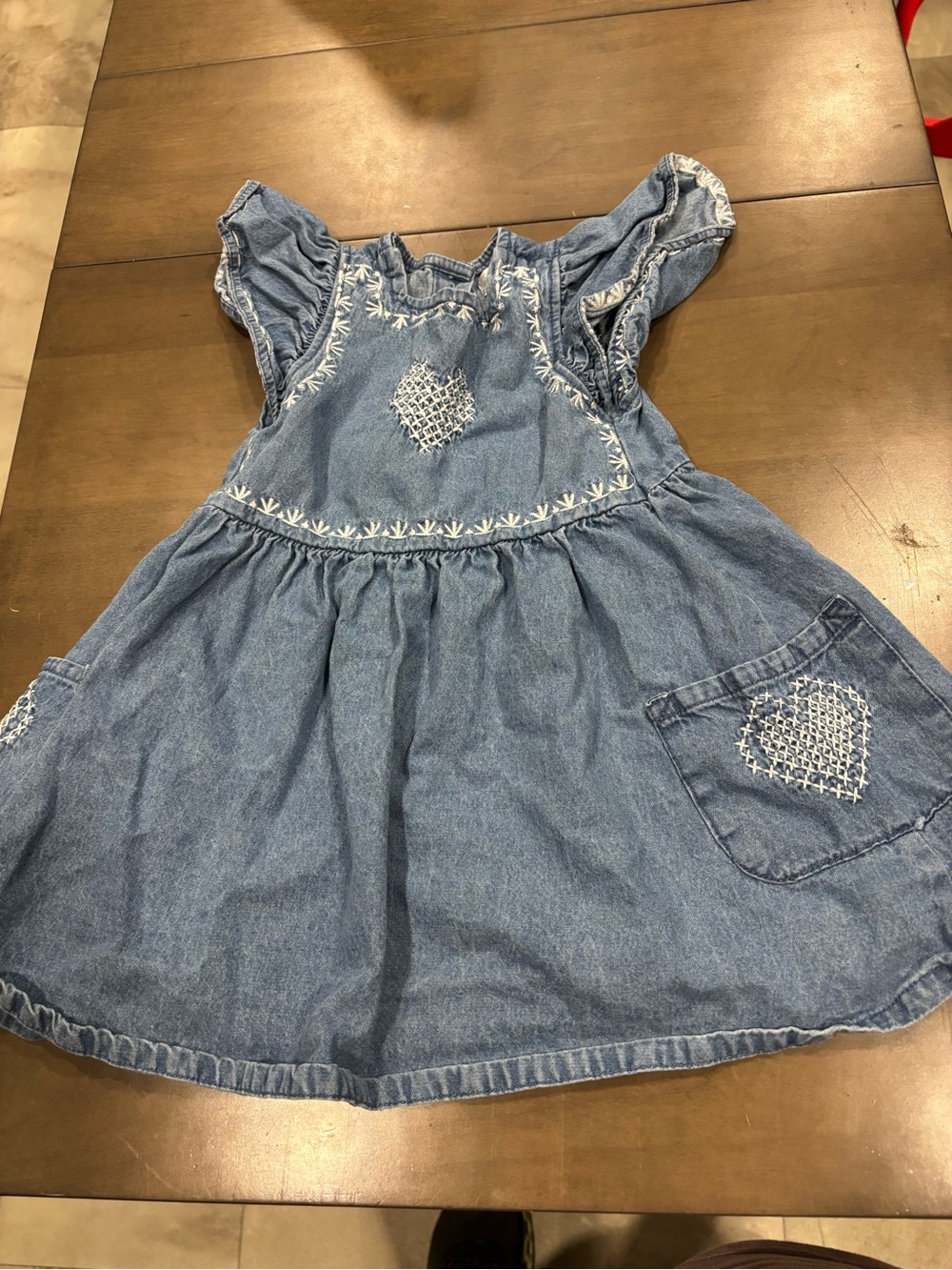 Nannette Light Blue Denim Heart Embroidered Dress